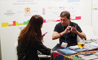 Two people being interviewed